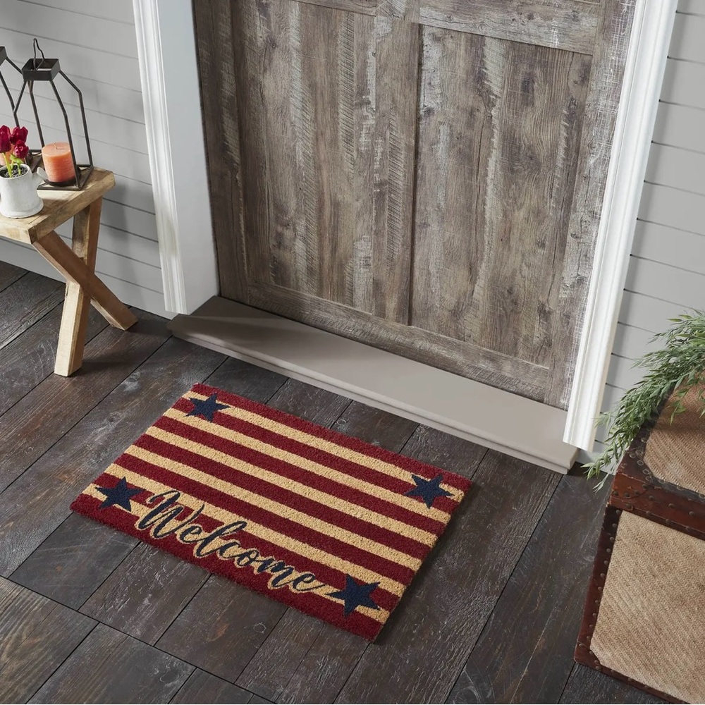 Patriotic Stripes Coir Welcome Rug Rect 20x30